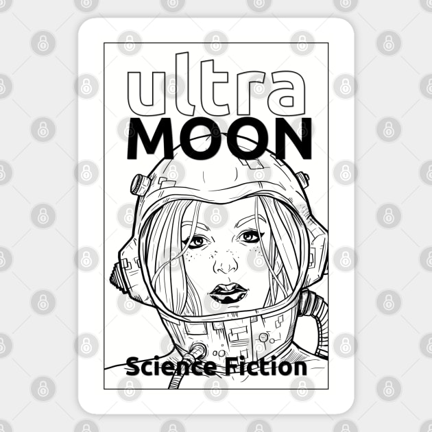 ULTRA MOON sci-fi black and white Magnet by andres uran